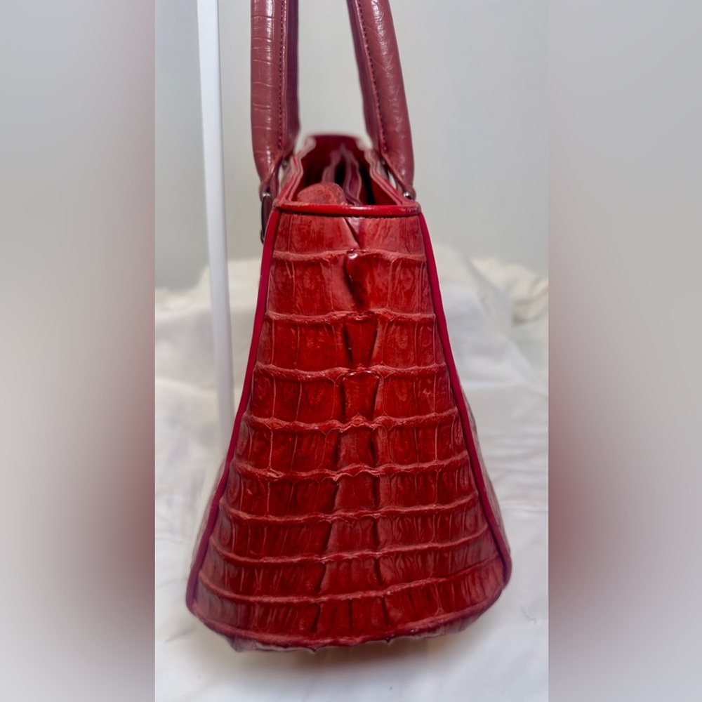 Pierre Cardin Red Croc-Embossed Double-Handle Satchel - Picture 3 of 10
